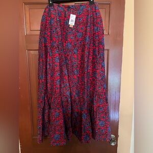 Roller Rabbit NWTs Red Blue Maxi Skirt XL